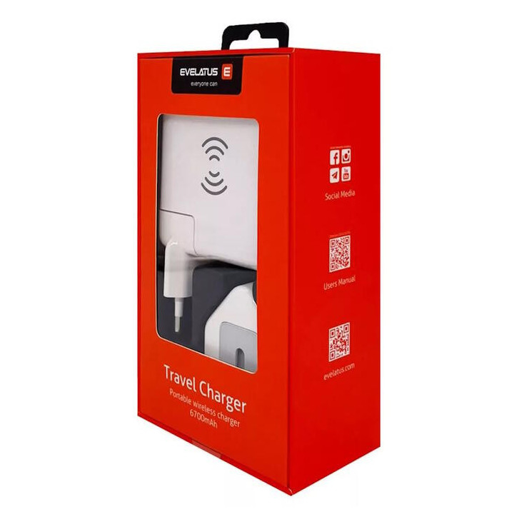 Carregador Viagem + Powerbank USB-C EVELATUS (novo)